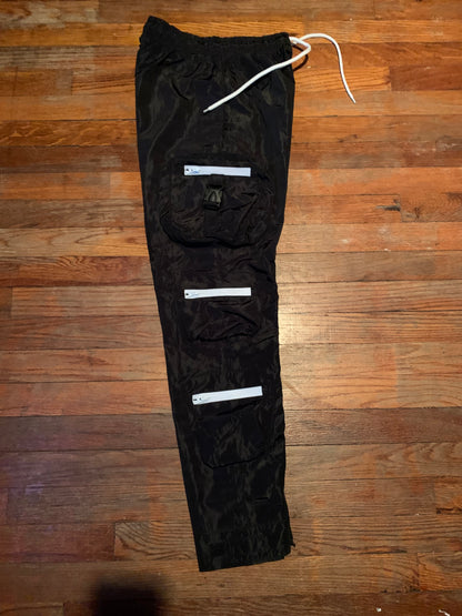Reflective Windbreaker Cargo Pants (Black)