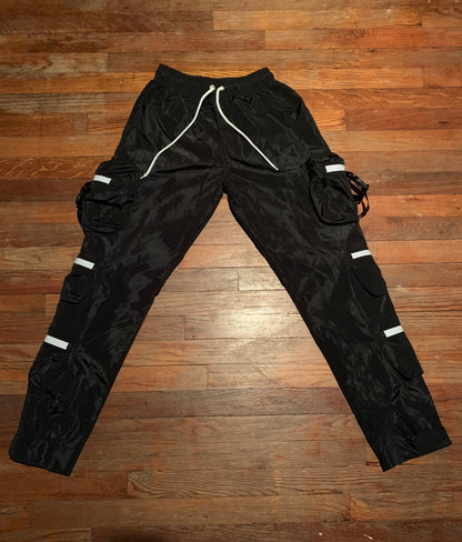 Reflective Windbreaker Cargo Pants (Black)