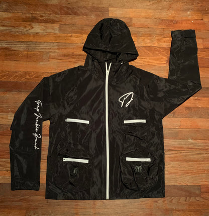 Reflective Windbreaker Cargo Jacket (Black)