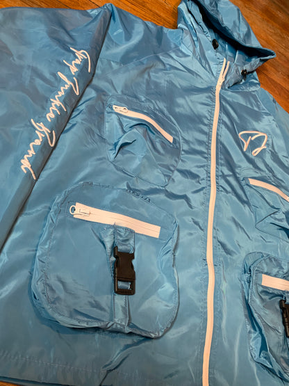 Reflective Windbreaker Cargo Jacket (Baby Blue)