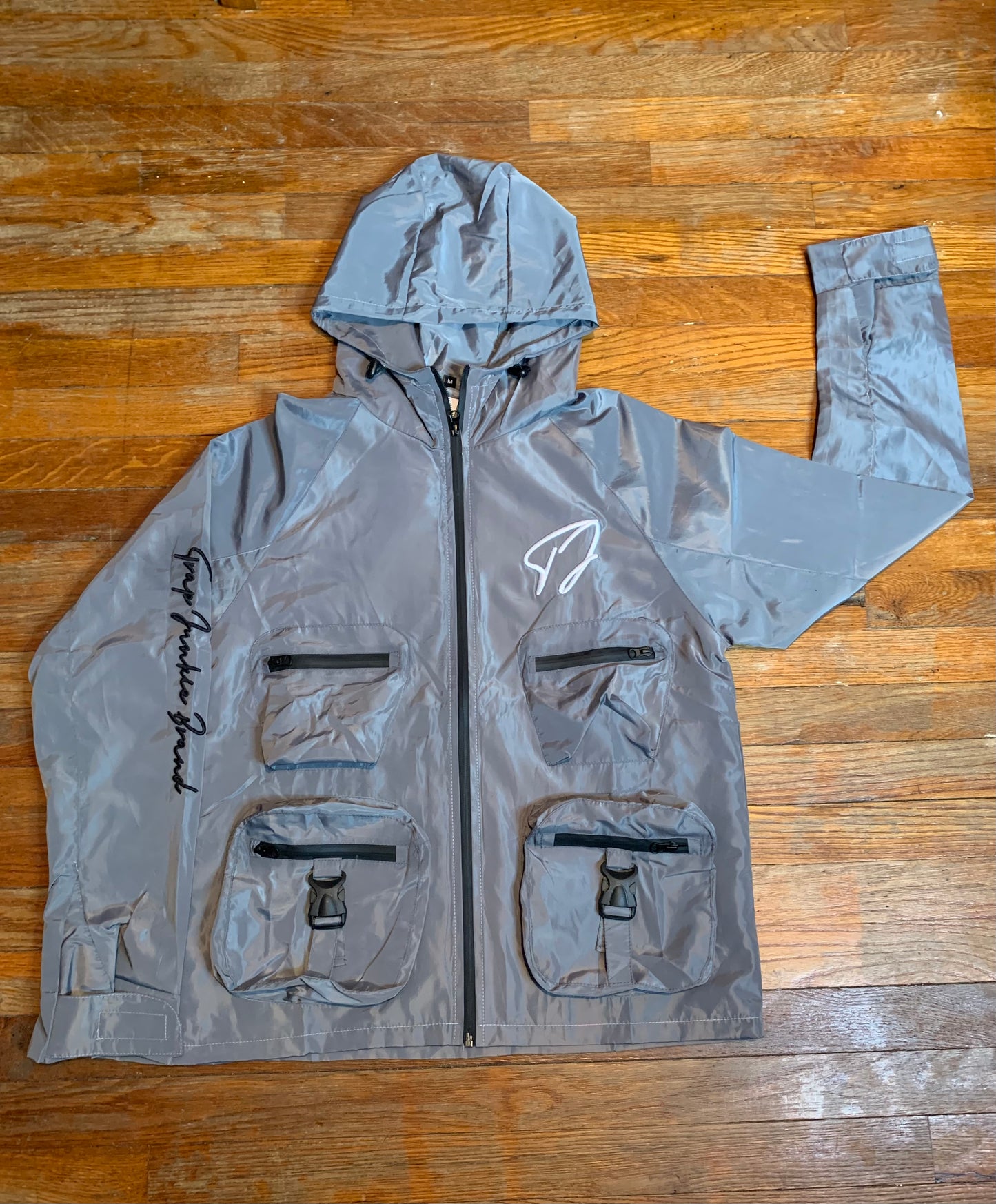 Reflctive Windbreaker Cargo Jacket (Grey)