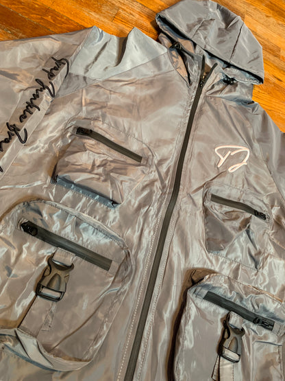 Reflctive Windbreaker Cargo Jacket (Grey)