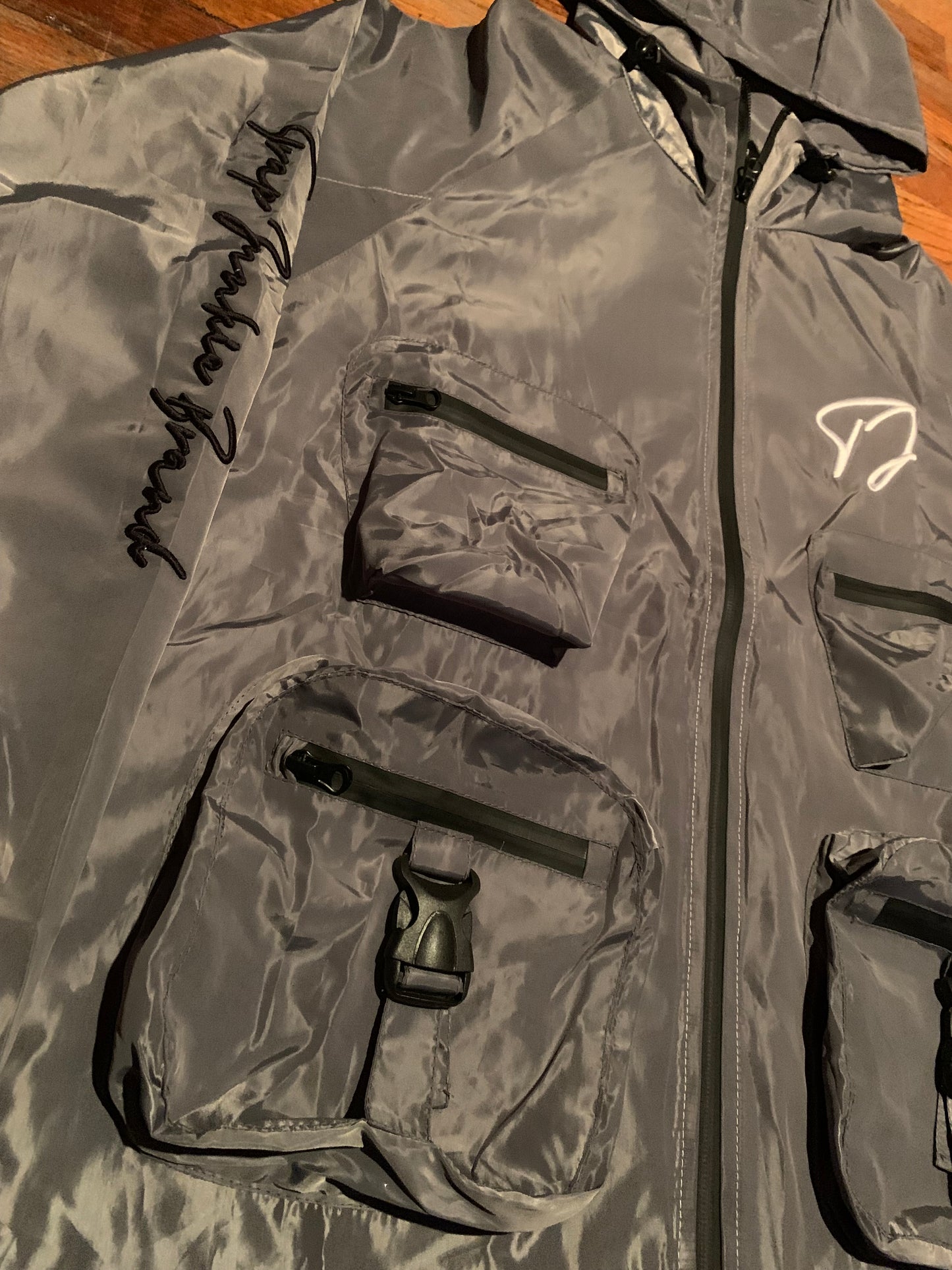 Reflctive Windbreaker Cargo Jacket (Grey)