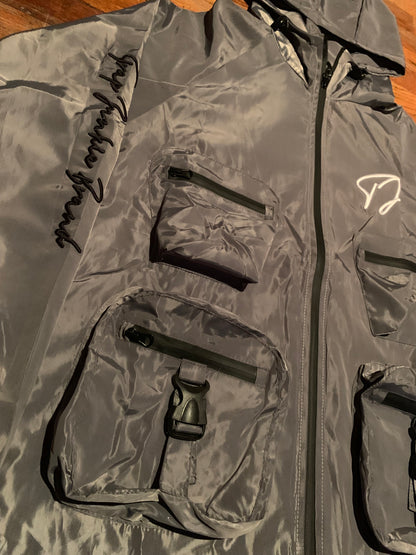 Reflctive Windbreaker Cargo Jacket (Grey)