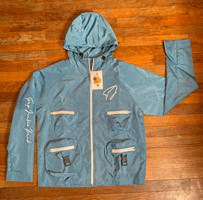 Reflective Windbreaker Cargo Jacket (Baby Blue)