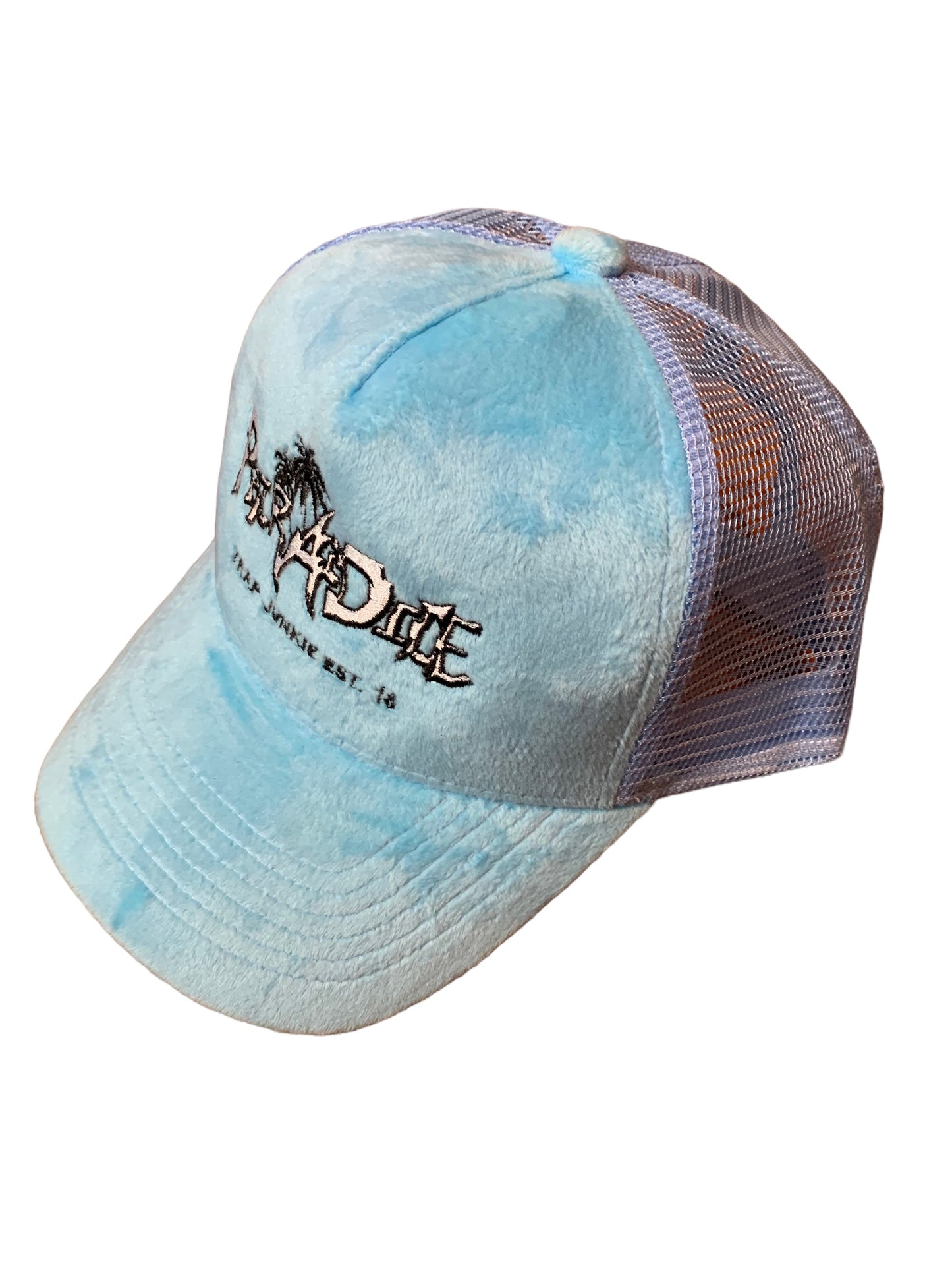 PairADice Velvet Trucker Hat (Baby Blue)