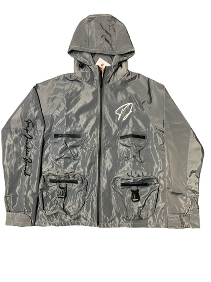 Reflctive Windbreaker Cargo Jacket (Grey)