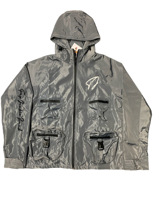 Reflctive Windbreaker Cargo Jacket (Grey)