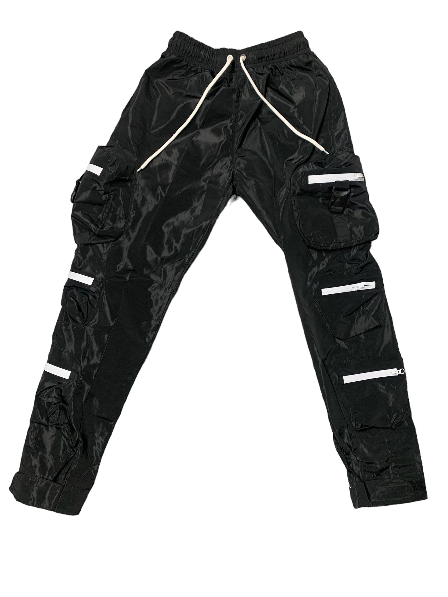 Reflective Windbreaker Cargo Pants (Black)