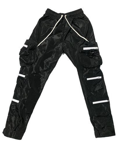 Reflective Windbreaker Cargo Pants (Black)