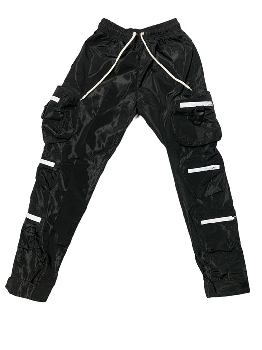Reflective Windbreaker Cargo Pants (Black)