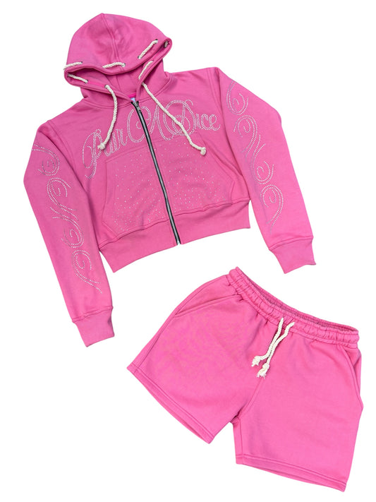 PairADice Stoned Crop Set (Pink)